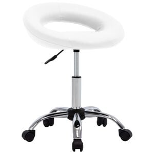 vidaXL Chaise de travail roulante Blanc Similicuir