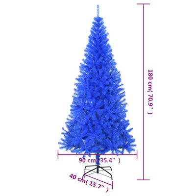 vidaXL Sapin de Noël artificiel avec support bleu 180 cm PVC
