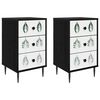 vidaXL Table de chevet HANAU 2 pc Ch&ecirc;ne noir 36 x 33 x 61 cm