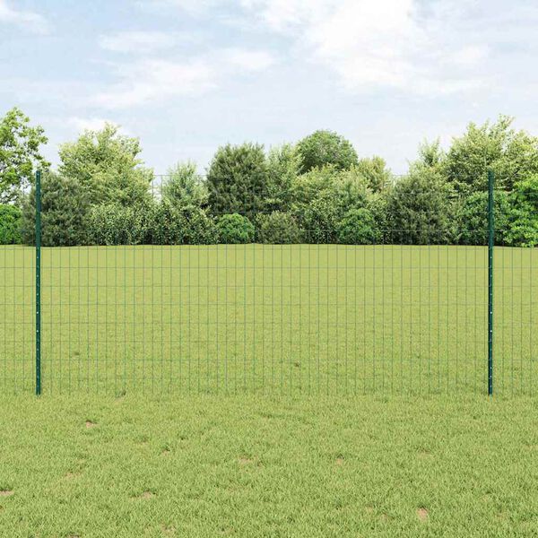 vidaXL Cl&ocirc;ture avec poteau Vert 1,2 x 25 m Acier et PVC