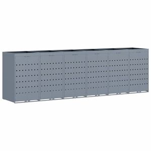 vidaXL Rangement de poubelle &agrave; roulettes pour 6 poubelles Gris clair