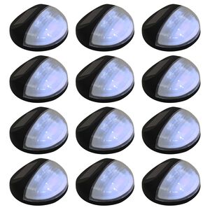 vidaXL Lampe solaire murale &agrave; LED d'ext&eacute;rieur 12 pcs Rond Noir