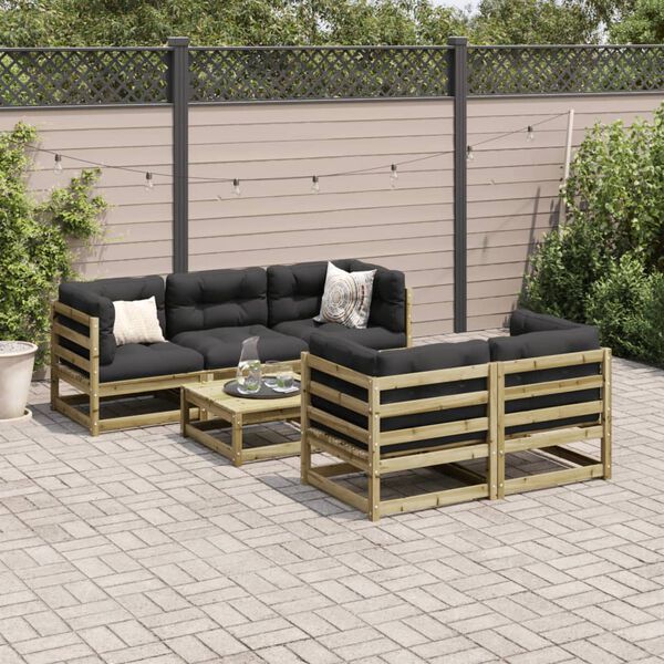 vidaXL Salon de jardin 6 pcs bois de pin impr&eacute;gn&eacute;