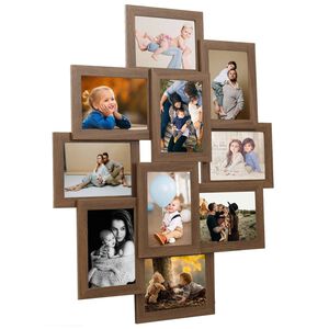 vidaXL Collage de cadres photo de photo 10x(10x15 cm) Marron clair MDF