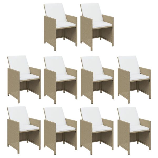 vidaXL Ensemble &agrave; manger de jardin coussins 15pcs R&eacute;sine tress&eacute;e Beige