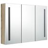 vidaXL Armoire de salle de bain à miroir LED 89x14x62cm blanc et chêne
