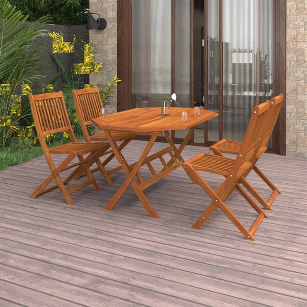 vidaXL Ensemble &agrave; manger de jardin 5 pcs Bois d'acacia solide