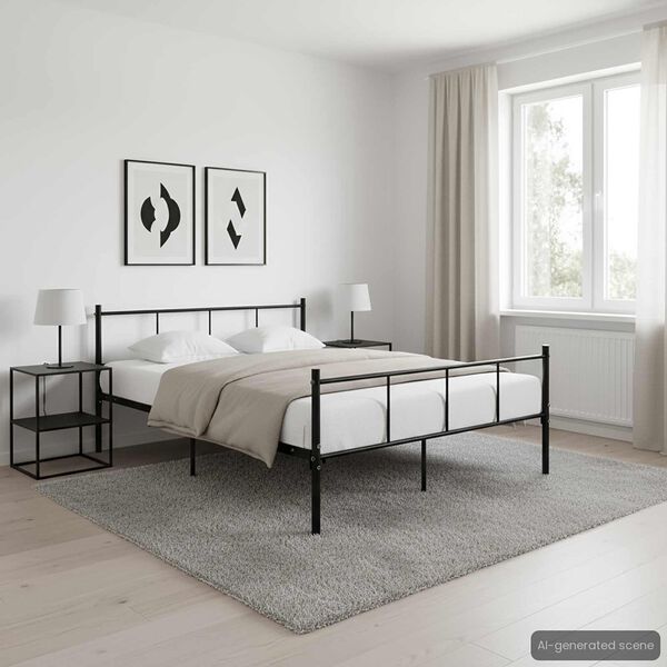 vidaXL Cadre de lit sans matelas noir métal 140x200 cm