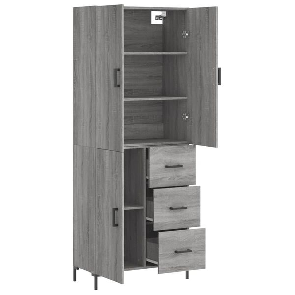 vidaXL Buffet haut Sonoma gris 69,5x34x180 cm Bois d'ing&eacute;nierie