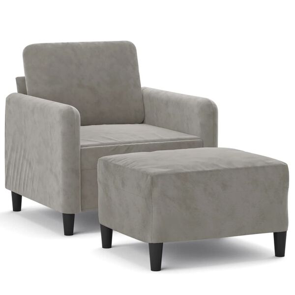 vidaXL Fauteuil avec repose-pied Gris clair 60 cm Velours