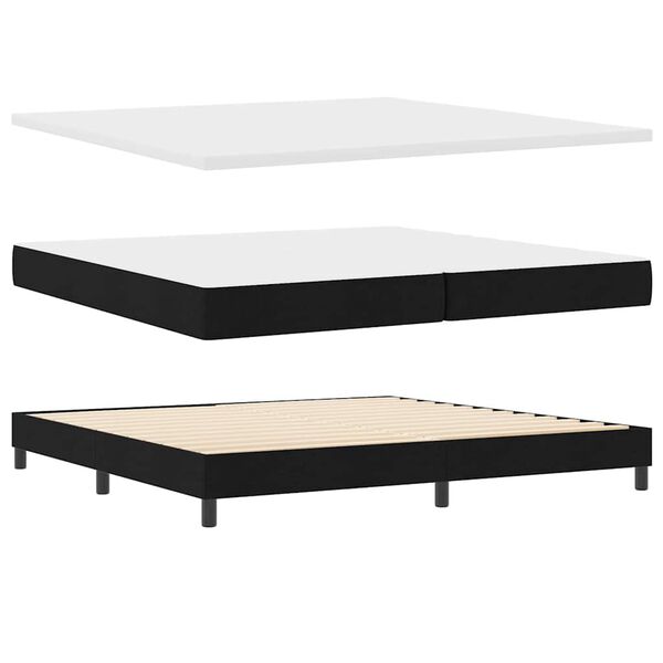 vidaXL Lit &agrave; ressorts avec matelas Noir 200 x 200 cm tissu