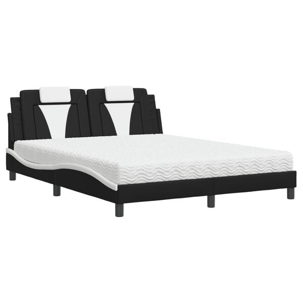 vidaXL Lit Viana avec matelas noir et blanc 160x200 cm similicuir