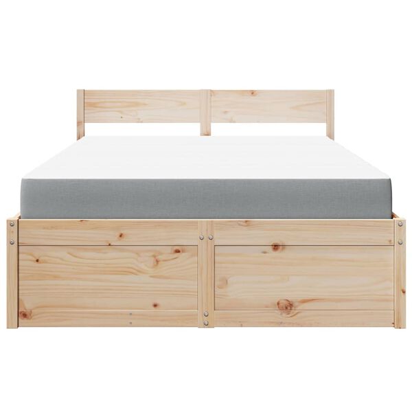 vidaXL Lit avec tiroirs et matelas 140x190 cm bois massif de pin