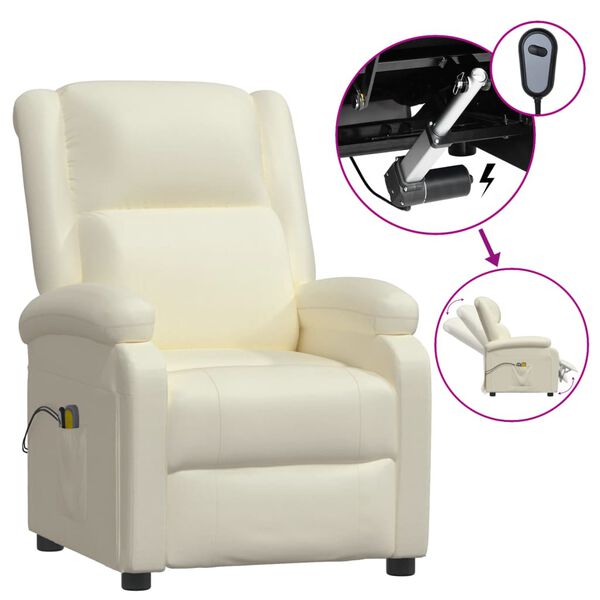 vidaXL Fauteuil de massage électrique Blanc Similicuir