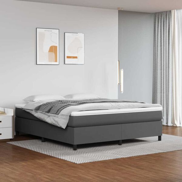 vidaXL Sommier &agrave; lattes de lit avec matelas Gris 160x200 cm Similicuir