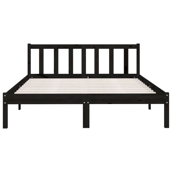 vidaXL Cadre de lit sans matelas noir bois de pin massif