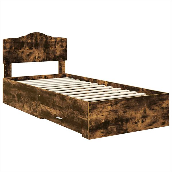 vidaXL Cadre de lit Ch&ecirc;ne fum&eacute; 90 x 190 cm Bois d'ing&eacute;nierie