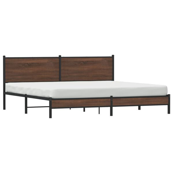 vidaXL Cadre de lit en m&eacute;tal sans matelas ch&ecirc;ne marron 193x203 cm