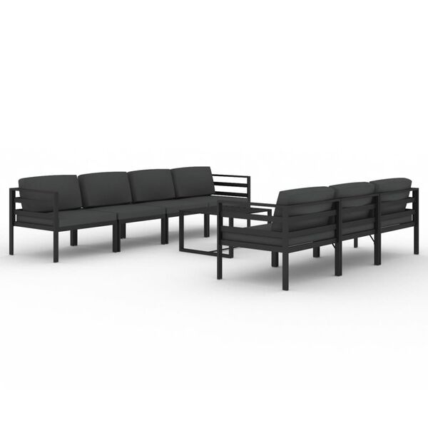 vidaXL Salon de jardin 8 pcs avec coussins Aluminium Anthracite