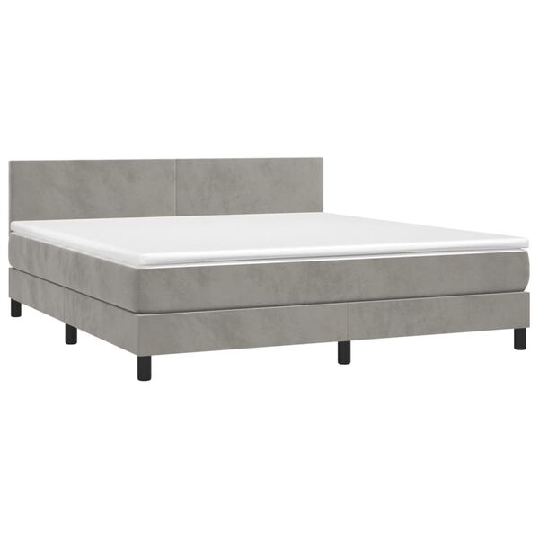 vidaXL Sommier &agrave; lattes de lit avec matelas LED Gris clair 180x200 cm