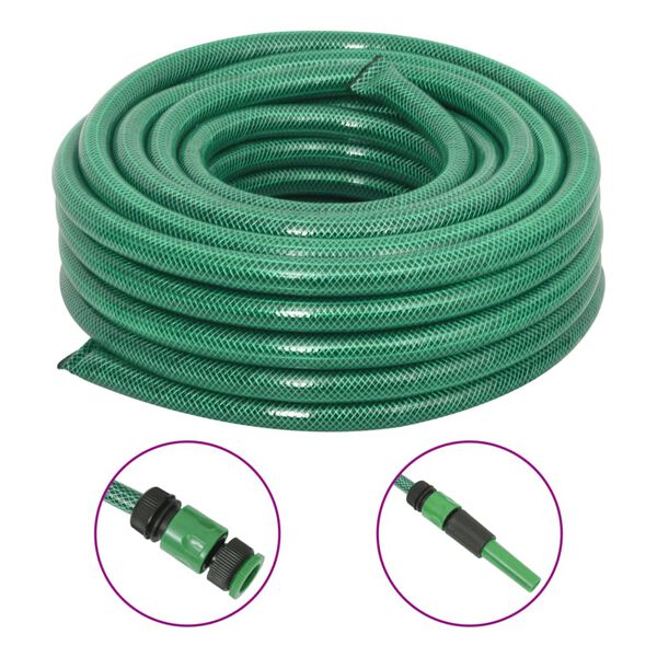 vidaXL Tuyau d'arrosage avec jeu de raccords vert 0,75" 10 m PVC