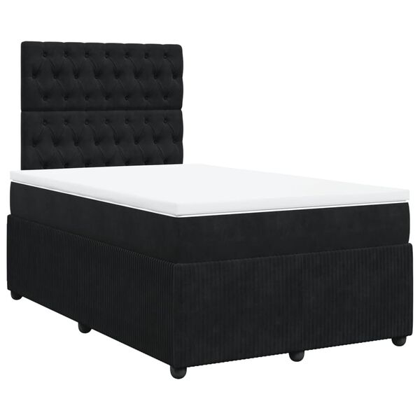 vidaXL Sommier &agrave; lattes de lit avec matelas Noir 120x200 cm Velours