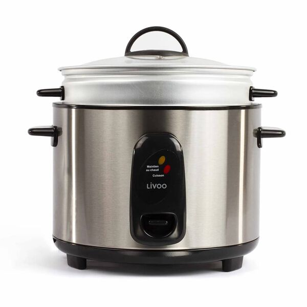 Livoo Cuiseur &agrave; riz et &agrave; vapeur 10 personnes 1,8 L 700 W Argent&eacute;