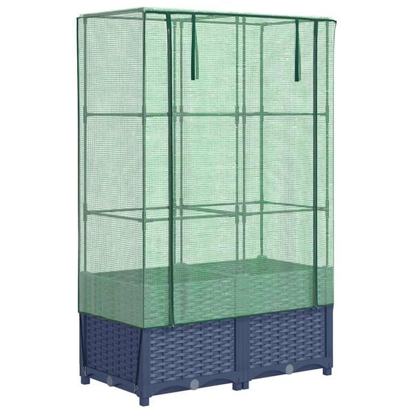 vidaXL Jardini&egrave;re sur&eacute;lev&eacute;e avec housse aspect rotin 80x40x138 cm