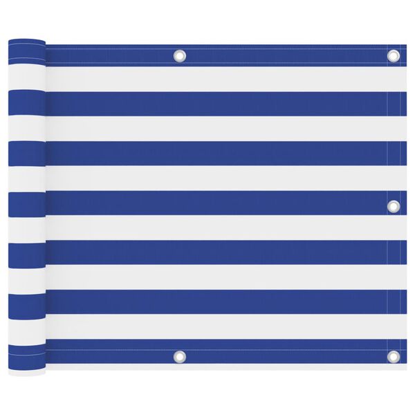 vidaXL &Eacute;cran de balcon Blanc et bleu 75x600 cm Tissu Oxford