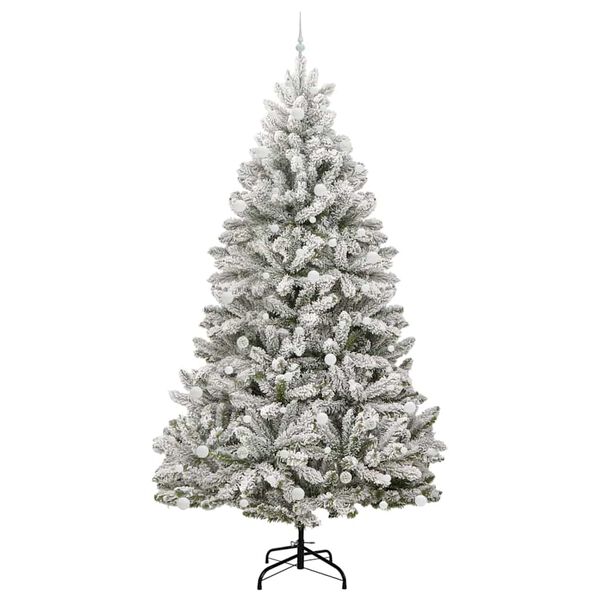 vidaXL Sapin de No&euml;l artificiel Vert et blanc 270 cm PVC et m&eacute;tal