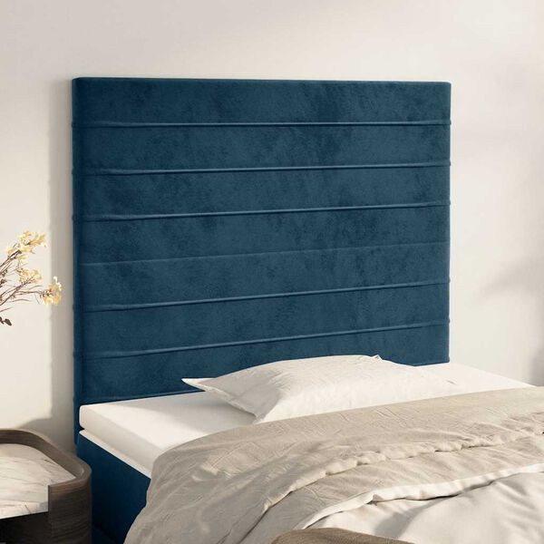 vidaXL T&ecirc;te de lit Bleu fonc&eacute; 80x5x118/128 cm Velours