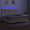 vidaXL Sommier &agrave; lattes de lit et matelas et LED Cr&egrave;me 200x200cm Tissu