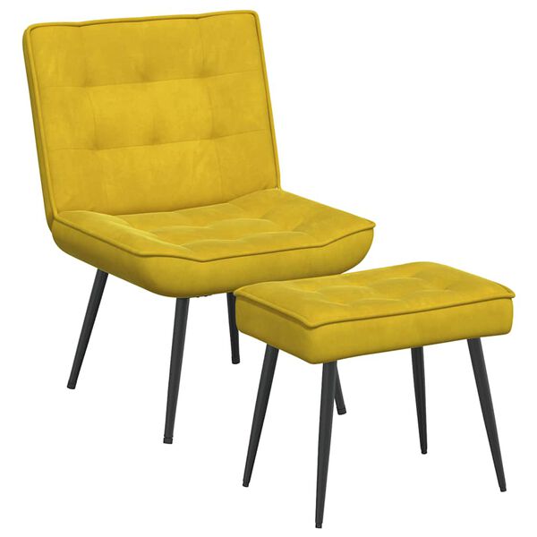 vidaXL Chaise de relaxation avec tabouret jaune velours