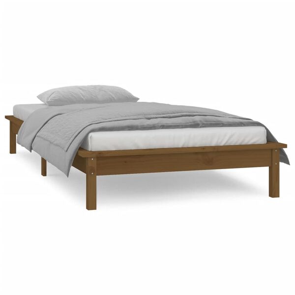 vidaXL Cadre de lit &agrave; LED sans matelas 100x200 cm bois massif