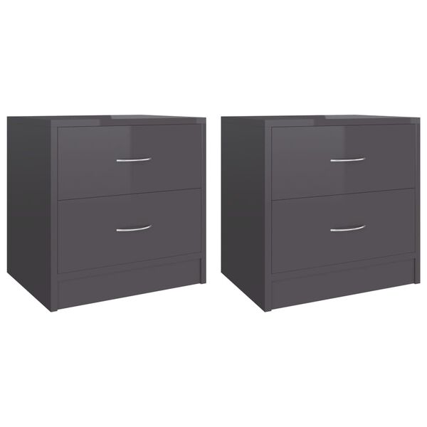 vidaXL Tables de chevet 2 pcs Gris brillant 40x30x40cm bois ingénierie