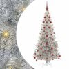 vidaXL Sapin de No&euml;l avec &eacute;clairage LED Argent&eacute; 180 cm PET et acier