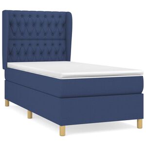 vidaXL Sommier &agrave; lattes de lit avec matelas Bleu 90x190 cm Tissu