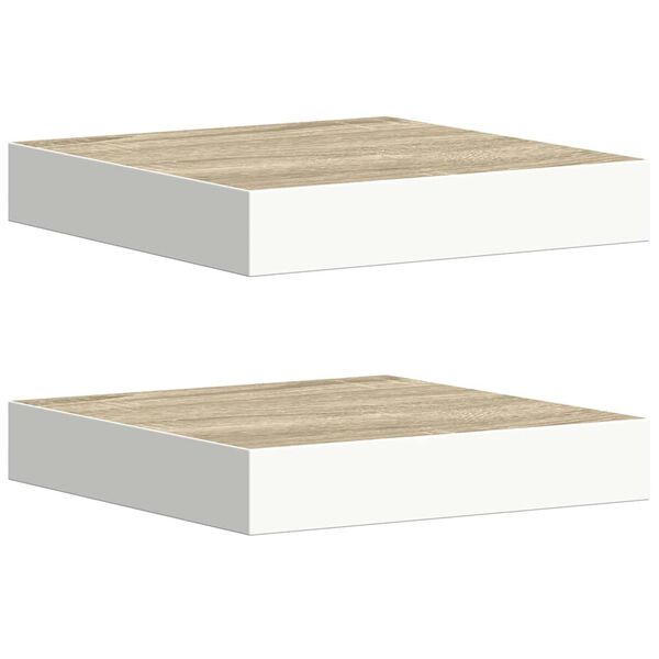 vidaXL &Eacute;tag&egrave;res murales 2 pcs Ch&ecirc;ne et blanc 23x23,5x3,8 cm MDF