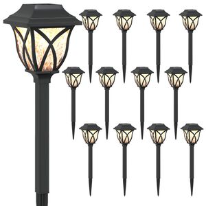 vidaXL Lampes solaires ext&eacute;rieures avec pique de sol 12 pc Blanc chaud