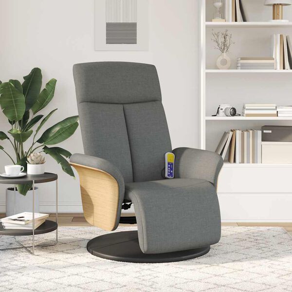 vidaXL Fauteuil inclinable de massage et repose-pieds gris fonc&eacute; tissu