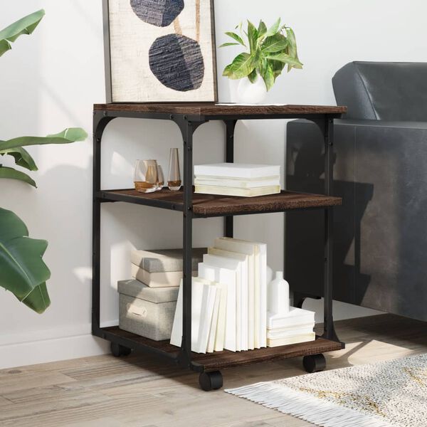 vidaXL Support d'imprimante &agrave; 3 niveaux ch&ecirc;ne marron 43x48x64 cm