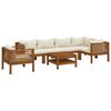 vidaXL Salon de jardin 7 pcs avec coussin cr&egrave;me Bois d'acacia solide
