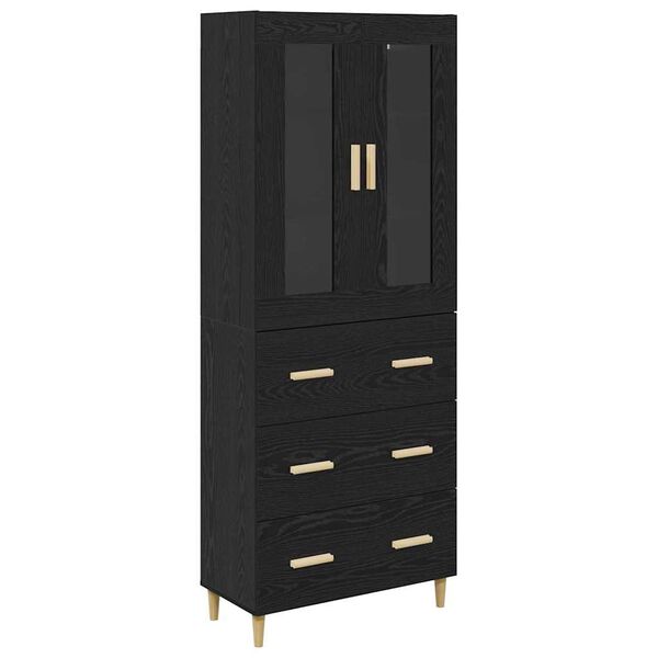 vidaXL Haut Armoire avec tiroir Ch&ecirc;ne noir 69,5 x 34 x 180 cm