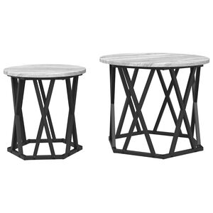 vidaXL Table d'appoint 2 pcs Gris Sonoma Bois d'ing&eacute;nierie et acier