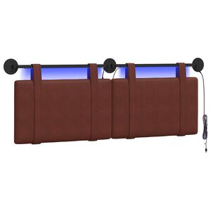 vidaXL T&ecirc;te de lit suspendue Brun Brillant PU antique