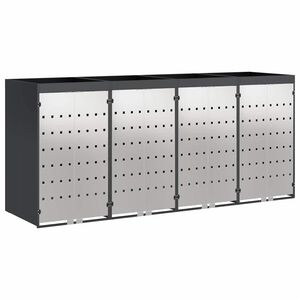 vidaXL Rangement de poubelle &agrave; roulettes pour 3 poubelles Acier