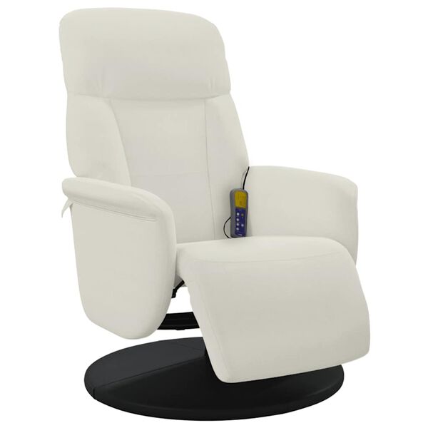 vidaXL Fauteuil inclinable de massage avec repose-pieds cr&egrave;me velours