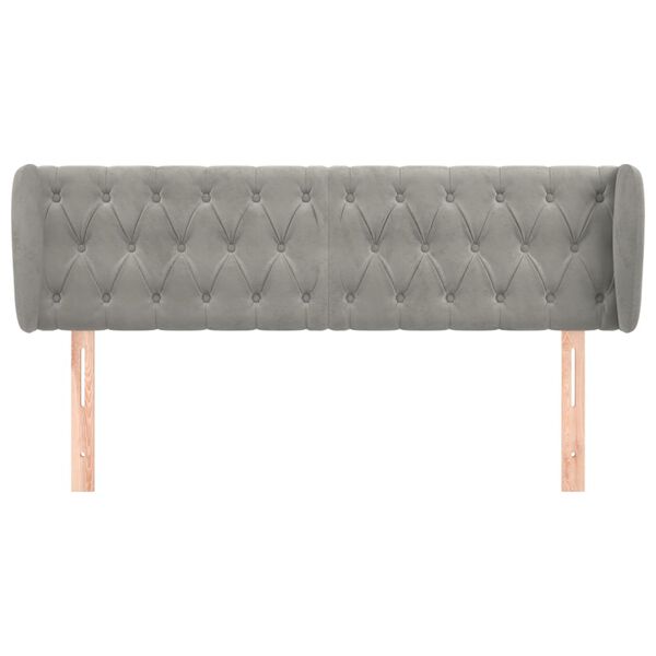 vidaXL Tête de lit avec oreilles Gris clair 163x23x78/88 cm Velours