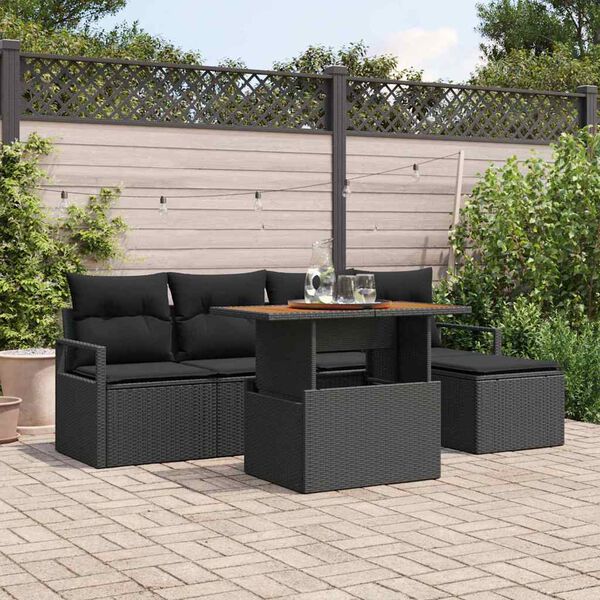 vidaXL Ensemble de salle &agrave; manger pour jardin 6 pcs Noir et Marron