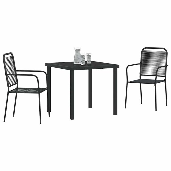 vidaXL Ensemble de salle &agrave; manger pour jardin 3 pcs Noir